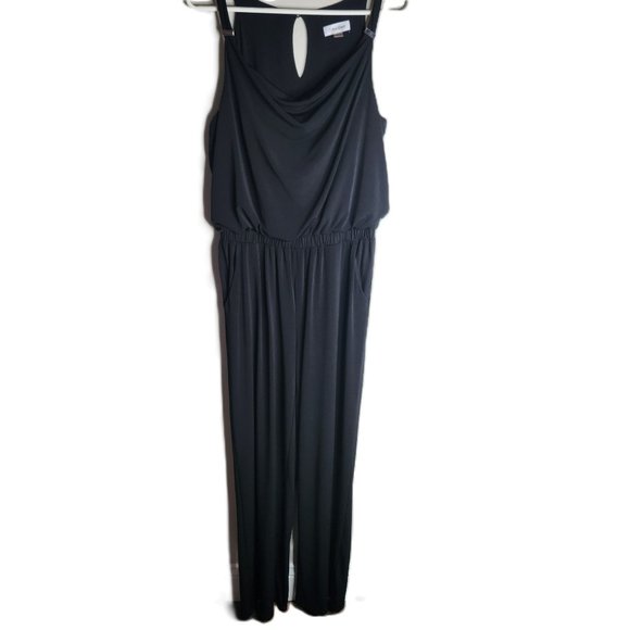 Calvin Klein Cowl Neck Wide Leg Black Jumpsuit, Size 8 - Picture 1 of 10